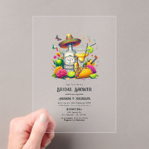 Invitations En Acrylique Transparent Chapeau de Fiesta Mexicaine Enterremen