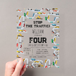 Invitations En Acrylique Transport Véhicules Camions Arrêt Circulation Anni