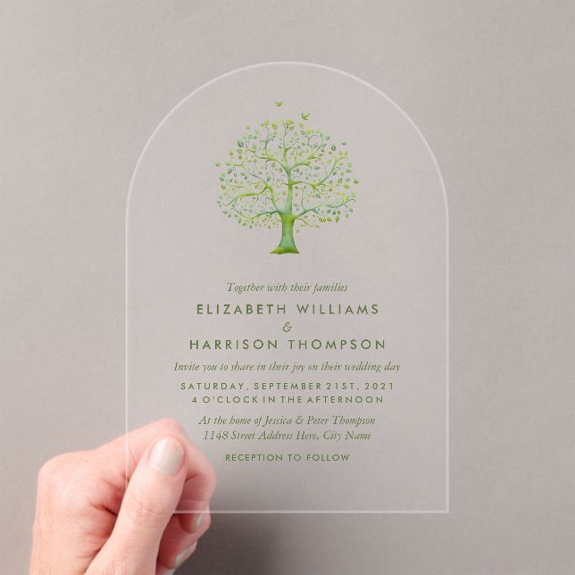 Invitations En Acrylique Tree of Life, Elegant Wedding (In situ (ordinateur de poche))