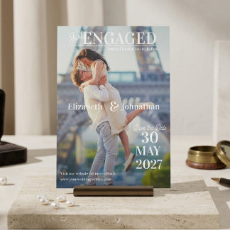 Invitations En Acrylique Trendy Modern Photo Magazine Save The Date