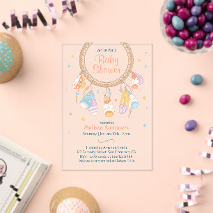 Invitations En Acrylique Tribal Dreamcatcher Boho Baby shower transparent