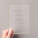 Invitations En Acrylique Trisha Earthy Neutral Mariage moderne<br><div class="desc">Invitations de mariage modernes avec un design propre avec des polices serif et script.</div>