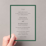 Invitations En Acrylique Trisha Emerald Green Mariage moderne<br><div class="desc">Invitations de mariage modernes avec un design propre avec des polices serif et script.</div>