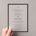 Invitations En Acrylique Trisha noir et blanc Mariage moderne<br><div class="desc">Invitations de mariage modernes avec un design propre avec des polices serif et script.</div>