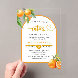 Invitations En Acrylique Trois petites mignonnes sont en route Baby Shower