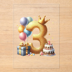Invitations En Acrylique Troisième anniversaire doré