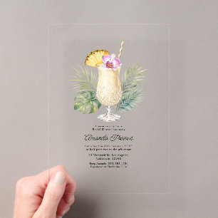 Invitations En Acrylique Tropical Cocktail d'Ananas Mariage sur la Côte