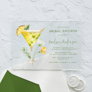 Invitations En Acrylique Tropical Pineapple Martini Cocktail Baby Shower de