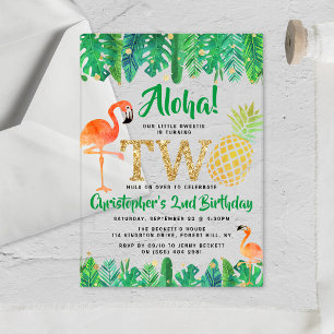 Invitations En Acrylique Tropical Summer Beach Luau Boys 2e anniversaire