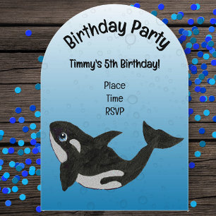 Invitations En Acrylique Tueur de plaisir Baleine bleue Fête d'anniversaire