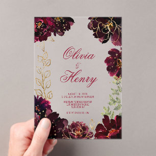 Invitations En Acrylique Turquoise Bordeaux Bijoux Mariage