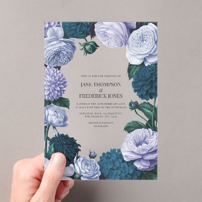Invitations En Acrylique Twilight Navy, Mist Lavender & Silver Periwinkle (In situ (ordinateur de poche))