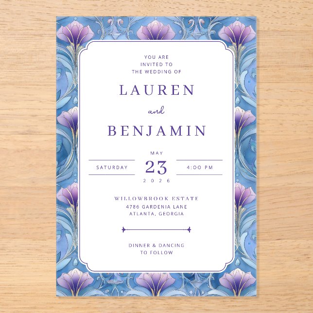 Invitations En Acrylique Twilight Nouveau Wedding (Recto)