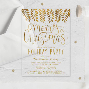 Invitations En Acrylique Typographie de l'effet d'huile d'or Joyeux Noël fê
