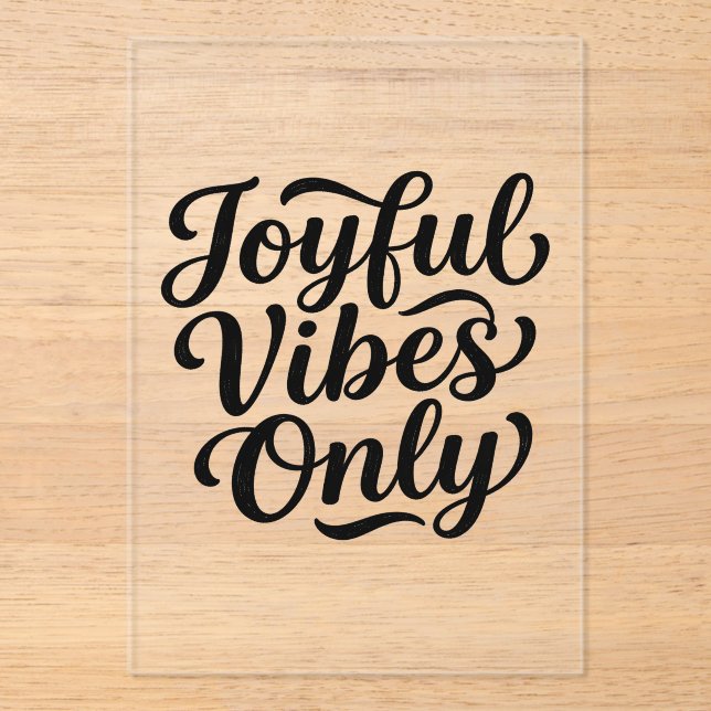 Invitations En Acrylique Typographie Joyeuses Vibrations (Recto)