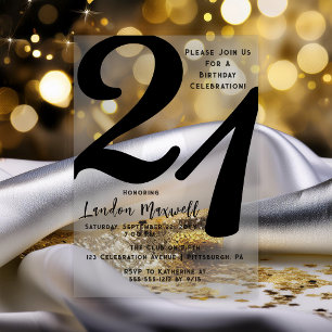 Invitations En Acrylique Typographie Minimaliste 21 Anniversaire 21 ans