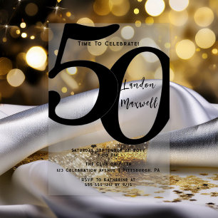 Invitations En Acrylique Typographie Minimaliste 50 Anniversaire 50 ans