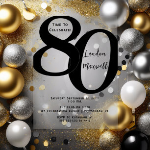 Invitations En Acrylique Typographie Minimaliste 80e Anniversaire