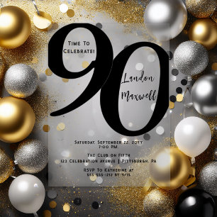 Invitations En Acrylique Typographie minimaliste 90 90ème anniversaire