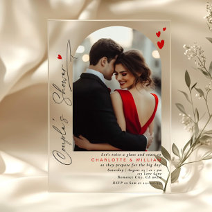 Invitations En Acrylique Typographie minimaliste Arche Photo Couple Baby Sh