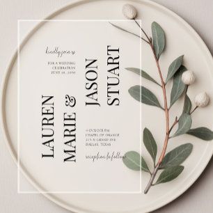 Invitations En Acrylique Typographie minimaliste simple Mariage noir