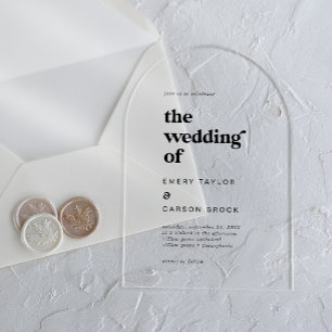 Invitations En Acrylique Typographie moderne Mariage rétro Vintage unique