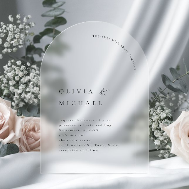 Invitations En Acrylique Typographie Simplement Élégante Mariage Moderne Ar (Simply Elegant Typography Modern Arch Wedding Acrylic Invitations)