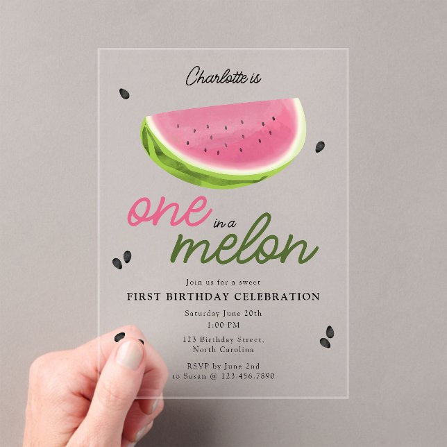 Invitations En Acrylique Un à Melon Watermelon Été 1er Anniversaire (In situ (ordinateur de poche))