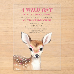 Invitations En Acrylique Un Baby shower de cerfs en forme de  rose
