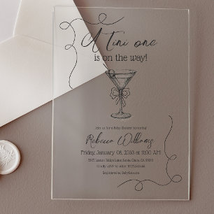 Invitations En Acrylique Un Baby shower Martini Tini à une main tiré