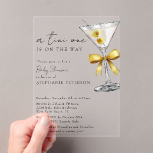 Invitations En Acrylique Un Baby shower minimaliste à Martini Jaune Tini