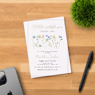 Invitations En Acrylique Un Baby shower Neutre Floral Un Peu Fleur sauvage