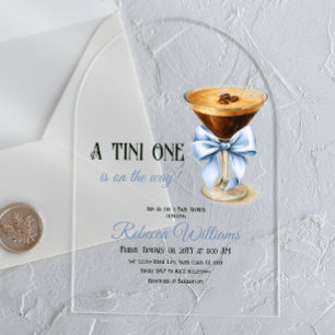 Invitations En Acrylique Un Baby shower Tini One Blue Bow Espresso Martini