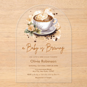 Invitations En Acrylique Un bébé brasse du Baby shower café Brown