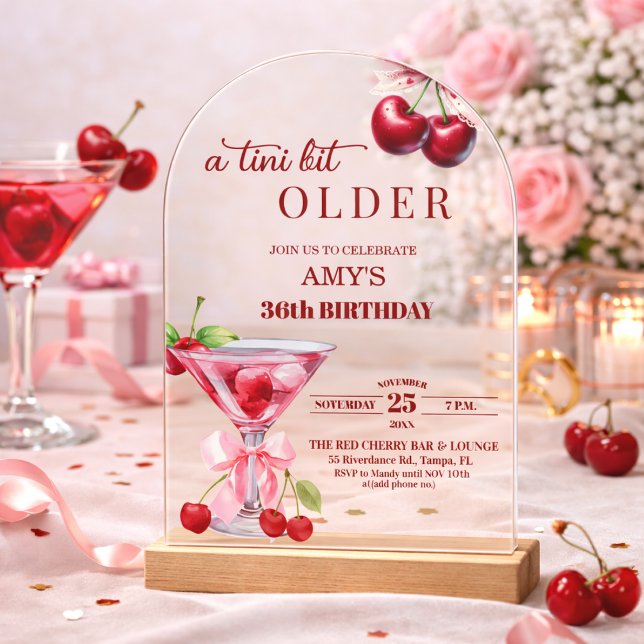 Invitations En Acrylique Un Chic A Tini Bit Older Cherry Martini 36e Annive (Créateur téléchargé)