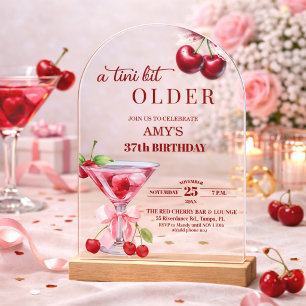 Invitations En Acrylique Un Chic A Tini Bit Older Cherry Martini 37e Annive