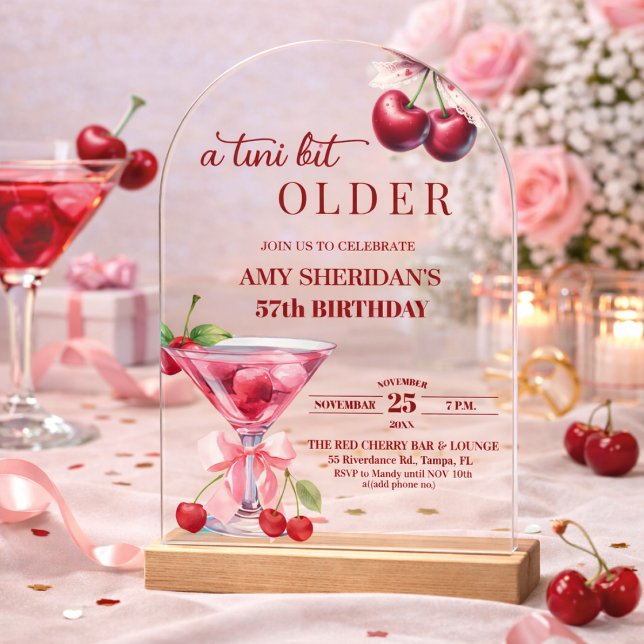 Invitations En Acrylique Un Chic A Tini Bit Older Cherry Martini 57e Annive (Créateur téléchargé)