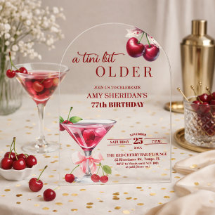 Invitations En Acrylique Un Chic A Tini Bit Older Cherry Martini 77e Annive