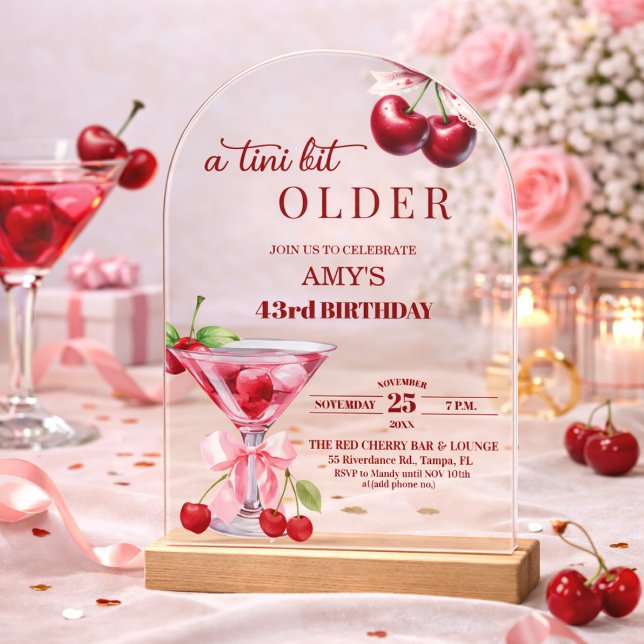 Invitations En Acrylique Un Chic A Tini Bit Plus Âgé Cherry Martini 43e Ann (Créateur téléchargé)