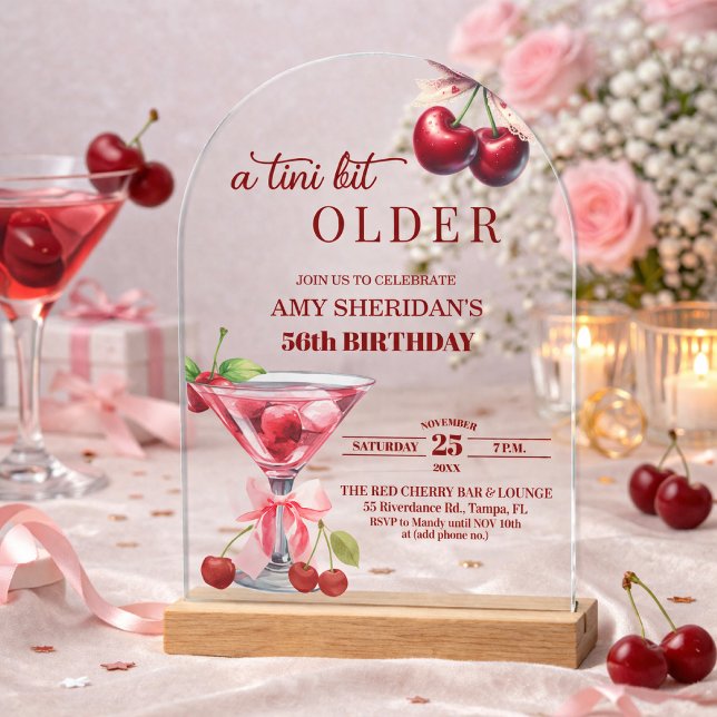 Invitations En Acrylique Un Chic A Tini Bit Plus Âgé Cherry Martini 56e Ann (Créateur téléchargé)