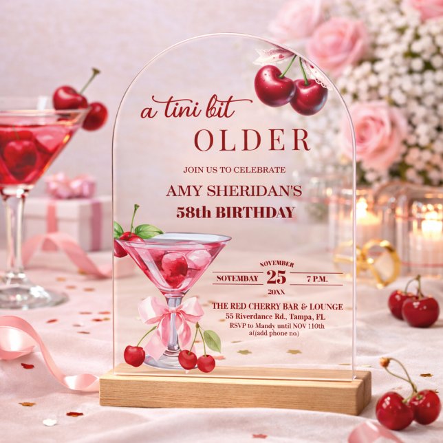Invitations En Acrylique Un Chic A Tini Bit Plus Âgé Cherry Martini 58e Ann (Créateur téléchargé)