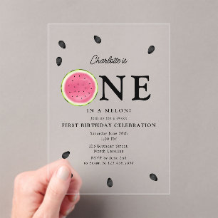 Invitations En Acrylique Un dans une pastèque Melon Anniversaire d'été