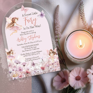 Invitations En Acrylique Un doux petit Baby shower de fille Fleur sauvage F