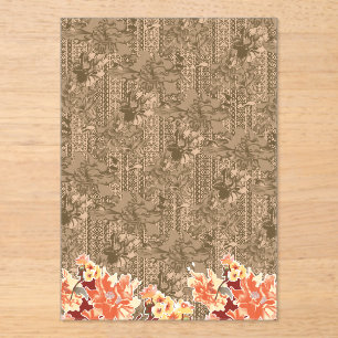 Invitations En Acrylique Un motif floral vintage avec desi marron complexe