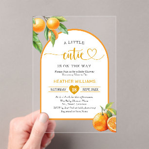 Invitations En Acrylique Un petit amour est en route Fête prénatale oranges