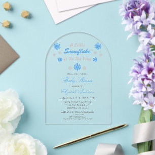 Invitations En Acrylique Un petit flocon de neige est en route Baby Shower