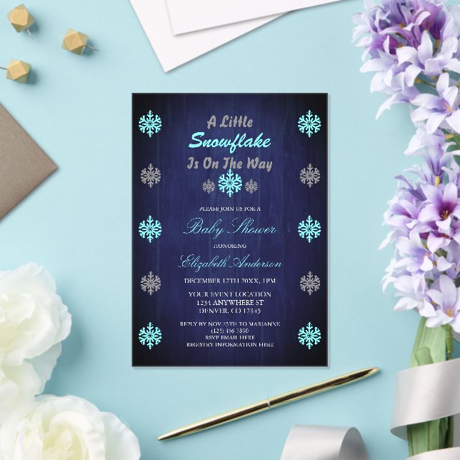Invitations En Acrylique Un Petit Flocon De Neige Se Trouve Sur Le Chemin D (Insitu (Mariage))