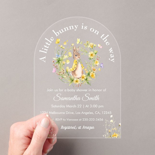 Invitations En Acrylique Un petit lapin est en chemin baby shower (In situ (ordinateur de poche))