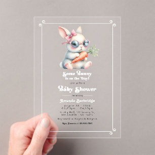 Invitations En Acrylique "Un Petit Lapin Est En Route" Baby Shower
