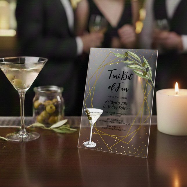 Invitations En Acrylique Un Petit Peu De Fun Martini Soirée (Créateur téléchargé)
